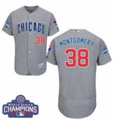 Men's Majestic Chicago Cubs #38 Mike Montgomery Grey Road 2016 World Series Champions Flexbase Authentic Collection MLB Jersey