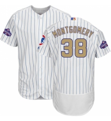 Men's Majestic Chicago Cubs #38 Mike Montgomery White 2017 Gold Program Flexbase Authentic Collection MLB Jersey