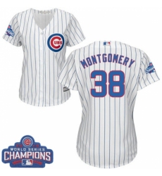 Women's Majestic Chicago Cubs #38 Mike Montgomery Authentic White Home 2016 World Series Champions Cool Base MLB Jersey