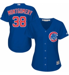 Women's Majestic Chicago Cubs #38 Mike Montgomery Replica Royal Blue Alternate MLB Jersey