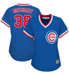 Women's Majestic Chicago Cubs #38 Mike Montgomery Replica Royal Blue Cooperstown MLB Jersey