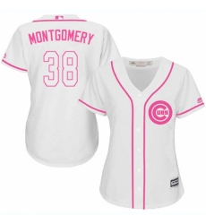 Women's Majestic Chicago Cubs #38 Mike Montgomery Replica White Fashion MLB Jersey