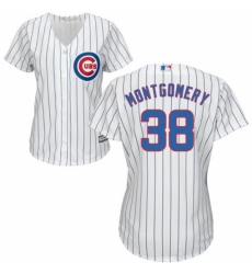 Women's Majestic Chicago Cubs #38 Mike Montgomery Replica White Home Cool Base MLB Jersey