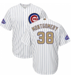 Youth Majestic Chicago Cubs #38 Mike Montgomery Authentic White 2017 Gold Program Cool Base MLB Jersey