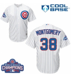 Youth Majestic Chicago Cubs #38 Mike Montgomery Authentic White Home 2016 World Series Champions Cool Base MLB Jersey