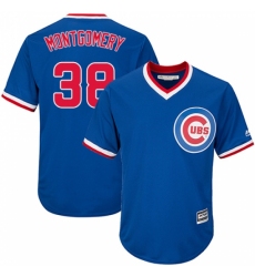 Youth Majestic Chicago Cubs #38 Mike Montgomery Replica Royal Blue Cooperstown Cool Base MLB Jersey