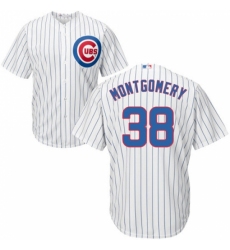 Youth Majestic Chicago Cubs #38 Mike Montgomery Replica White Home Cool Base MLB Jersey
