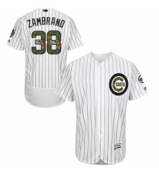 Men's Majestic Chicago Cubs #38 Carlos Zambrano Authentic White 2016 Memorial Day Fashion Flex Base MLB Jersey