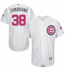 Men's Majestic Chicago Cubs #38 Carlos Zambrano Authentic White 2016 Mother's Day Fashion Flex Base MLB Jersey