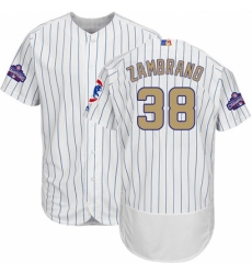 Men's Majestic Chicago Cubs #38 Carlos Zambrano Authentic White 2017 Gold Program Flex Base MLB Jersey