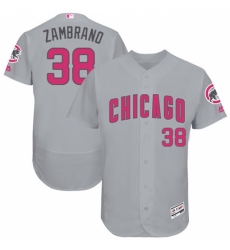 Men's Majestic Chicago Cubs #38 Carlos Zambrano Grey Mother's Day Flexbase Authentic Collection MLB Jersey