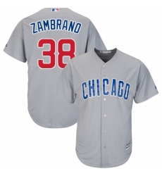 Men's Majestic Chicago Cubs #38 Carlos Zambrano Replica Grey Road Cool Base MLB Jersey