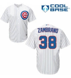 Men's Majestic Chicago Cubs #38 Carlos Zambrano Replica White Home Cool Base MLB Jersey
