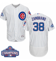 Men's Majestic Chicago Cubs #38 Carlos Zambrano White 2016 World Series Champions Flexbase Authentic Collection MLB Jersey
