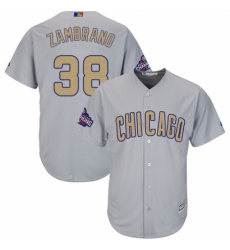 Women's Majestic Chicago Cubs #38 Carlos Zambrano Authentic Gray 2017 Gold Champion MLB Jersey