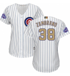 Women's Majestic Chicago Cubs #38 Carlos Zambrano Authentic White 2017 Gold Program MLB Jersey