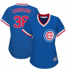 Women's Majestic Chicago Cubs #38 Carlos Zambrano Replica Royal Blue Cooperstown MLB Jersey