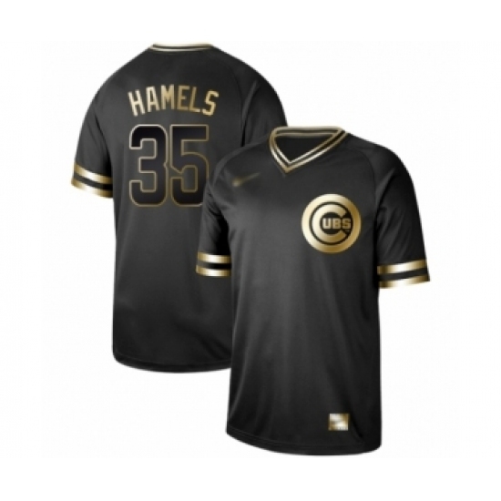 Men's Chicago Cubs #35 Cole Hamels Authentic Black Gold Fashion Baseball Jersey Men's Chicago Cubs #35 Cole Hamels Authentic Black Gold Fashion Baseball Jersey