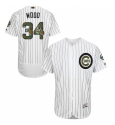 Men's Majestic Chicago Cubs #34 Kerry Wood Authentic White 2016 Memorial Day Fashion Flex Base MLB Jersey