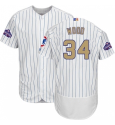 Men's Majestic Chicago Cubs #34 Kerry Wood Authentic White 2017 Gold Program Flex Base MLB Jersey