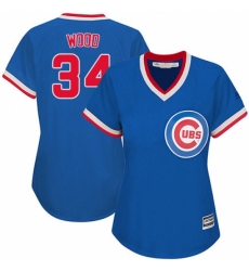 Women's Majestic Chicago Cubs #34 Kerry Wood Replica Royal Blue Cooperstown MLB Jersey