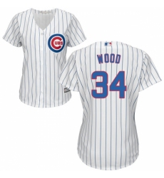 Women's Majestic Chicago Cubs #34 Kerry Wood Replica White Home Cool Base MLB Jersey