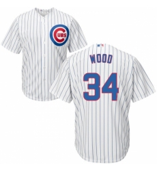 Youth Majestic Chicago Cubs #34 Kerry Wood Authentic White Home Cool Base MLB Jersey