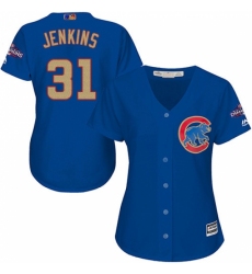 Women's Majestic Chicago Cubs #31 Fergie Jenkins Authentic Royal Blue 2017 Gold Champion MLB Jersey