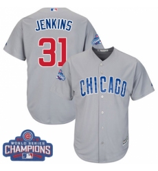 Youth Majestic Chicago Cubs #31 Fergie Jenkins Authentic Grey Road 2016 World Series Champions Cool Base MLB Jersey