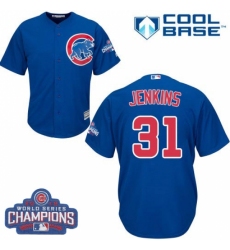 Youth Majestic Chicago Cubs #31 Fergie Jenkins Authentic Royal Blue Alternate 2016 World Series Champions Cool Base MLB Jersey