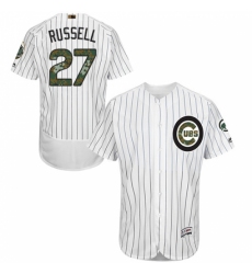 Men's Majestic Chicago Cubs #27 Addison Russell Authentic White 2016 Memorial Day Fashion Flex Base MLB Jersey