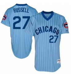 Men's Majestic Chicago Cubs #27 Addison Russell Replica Blue Cooperstown Throwback MLB Jersey