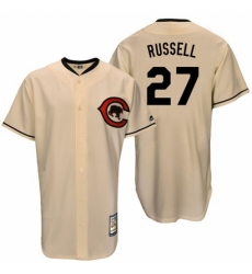 Men's Majestic Chicago Cubs #27 Addison Russell Replica Cream Cooperstown Throwback MLB Jersey