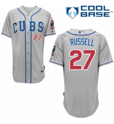 Men's Majestic Chicago Cubs #27 Addison Russell Replica Grey Alternate Road Cool Base MLB Jersey