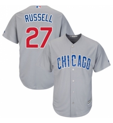 Men's Majestic Chicago Cubs #27 Addison Russell Replica Grey Road Cool Base MLB Jersey