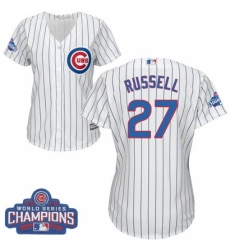 Women's Majestic Chicago Cubs #27 Addison Russell Authentic White Home 2016 World Series Champions Cool Base MLB Jersey