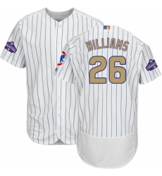 Men's Majestic Chicago Cubs #26 Billy Williams Authentic White 2017 Gold Program Flex Base MLB Jersey