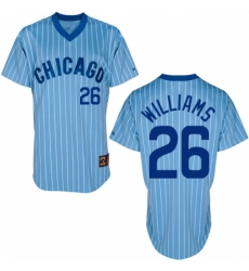 Men's Majestic Chicago Cubs #26 Billy Williams Replica Blue/White Strip Cooperstown Throwback MLB Jersey