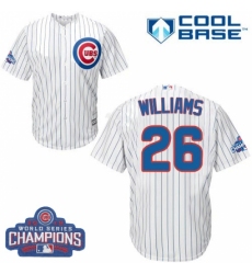 Youth Majestic Chicago Cubs #26 Billy Williams Authentic White Home 2016 World Series Champions Cool Base MLB Jersey
