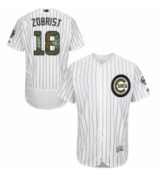 Men's Majestic Chicago Cubs #18 Ben Zobrist Authentic White 2016 Memorial Day Fashion Flex Base MLB Jersey