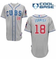 Men's Majestic Chicago Cubs #18 Ben Zobrist Replica Grey Alternate Road Cool Base MLB Jersey