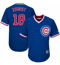 Men's Majestic Chicago Cubs #18 Ben Zobrist Replica Royal Blue Cooperstown Cool Base MLB Jersey