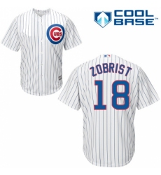 Men's Majestic Chicago Cubs #18 Ben Zobrist Replica White Home Cool Base MLB Jersey