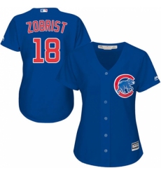 Women's Majestic Chicago Cubs #18 Ben Zobrist Replica Royal Blue Alternate MLB Jersey