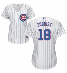 Women's Majestic Chicago Cubs #18 Ben Zobrist Replica White Home Cool Base MLB Jersey