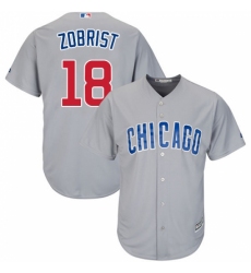 Youth Majestic Chicago Cubs #18 Ben Zobrist Authentic Grey Road Cool Base MLB Jersey