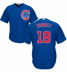 Youth Majestic Chicago Cubs #18 Ben Zobrist Replica Royal Blue Alternate Cool Base MLB Jersey