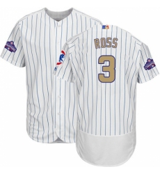 Men's Majestic Chicago Cubs #3 David Ross White 2017 Gold Program Flexbase Authentic Collection MLB Jersey