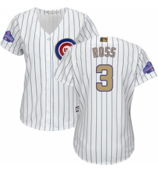 Women's Majestic Chicago Cubs #3 David Ross Authentic White 2017 Gold Program MLB Jersey