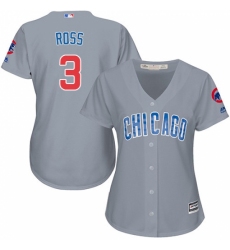 Women's Majestic Chicago Cubs #3 David Ross Replica Grey Road MLB Jersey